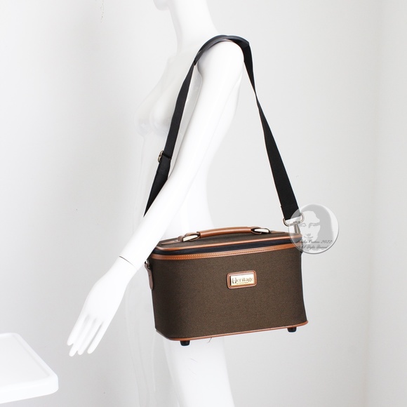 Etienne Aigner Train Case Heritage Travel Bag Cosmetics Case with Strap Vintage - Picture 4 of 10